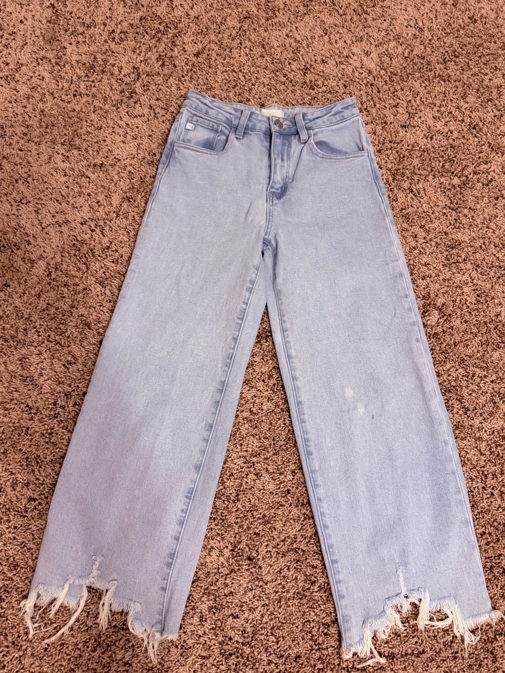 KanCan Light Blue Wide Leg Jeans with Raw Hem